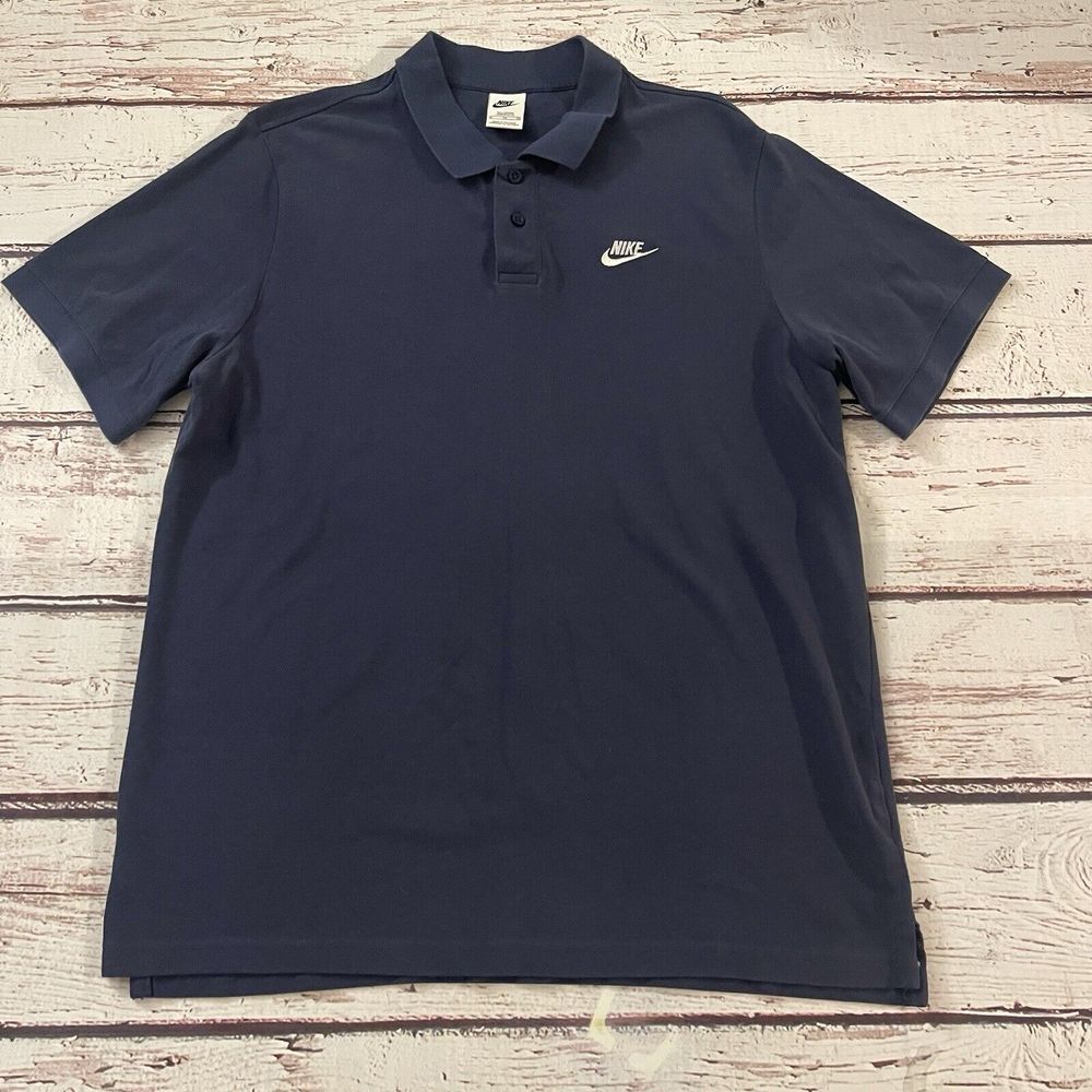 Nike Embroidered Swoosh‎ Blue Short Sleeve Polo Shirt Men's Size XL